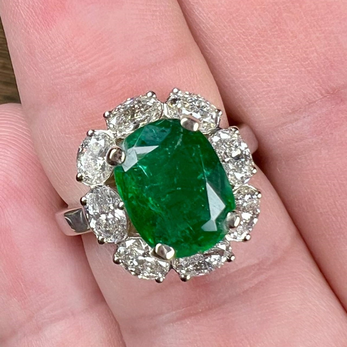 Emerald, Diamond and 14K Ring