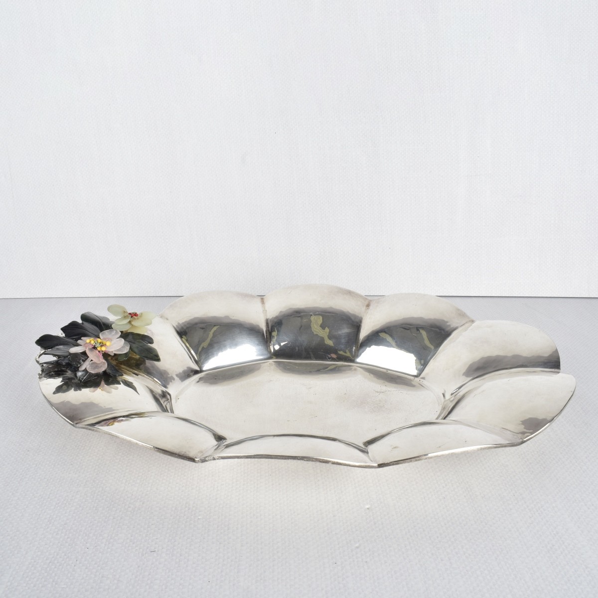 Continental 0.800 Silver Tray with Flowers