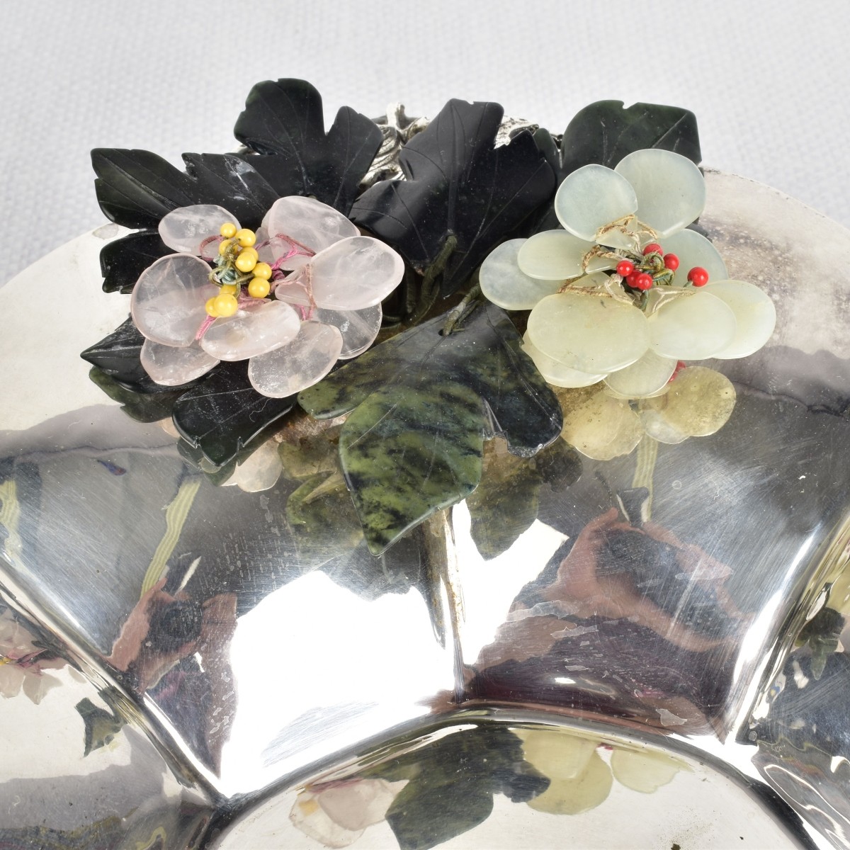 Continental 0.800 Silver Tray with Flowers