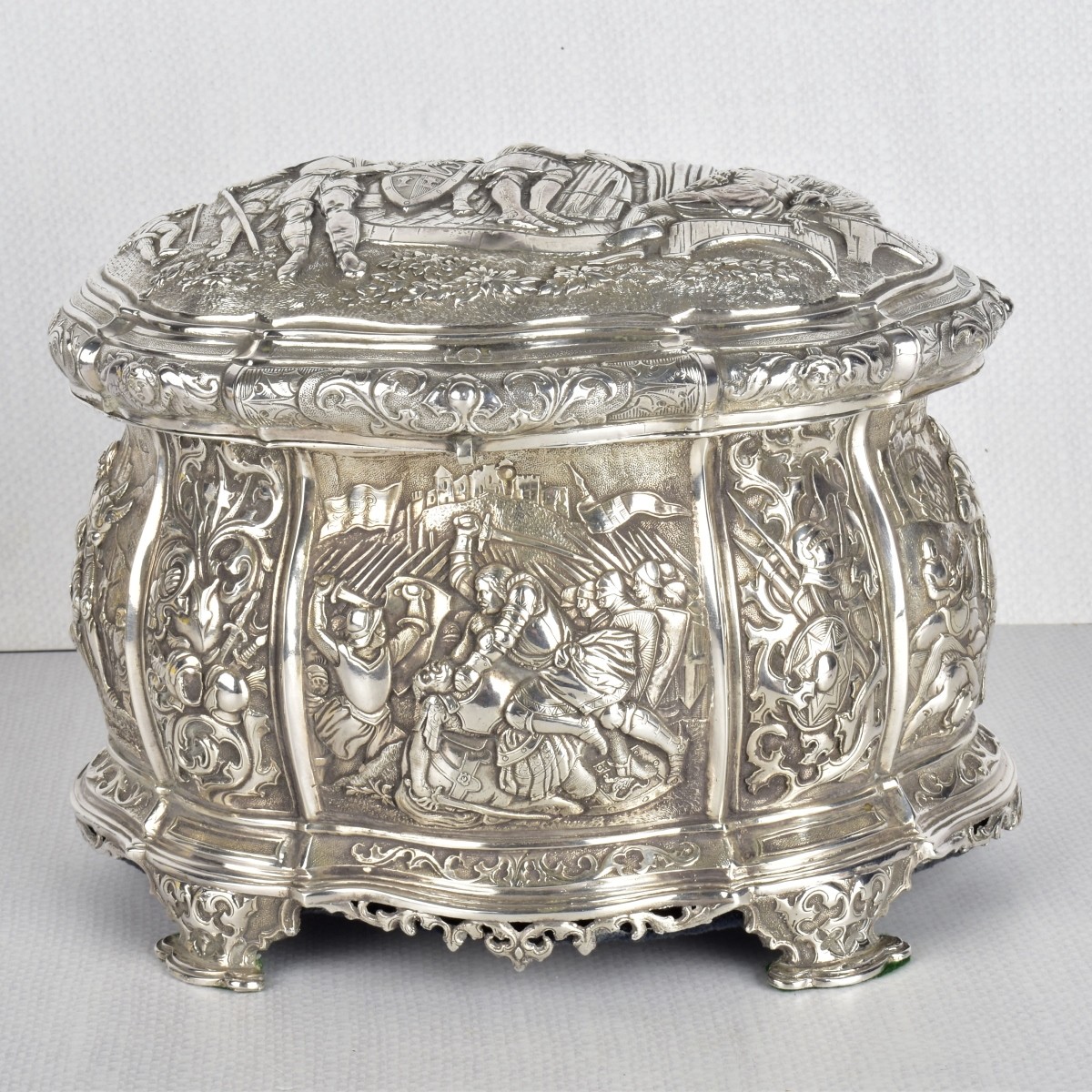 Antique Continental Silver Oval Box