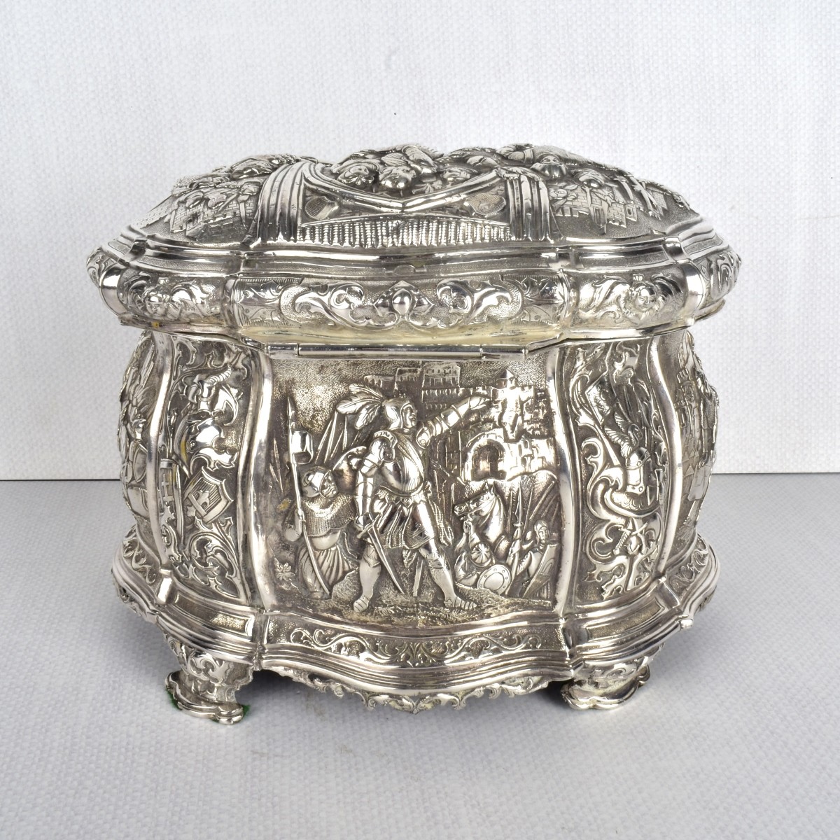 Antique Continental Silver Oval Box