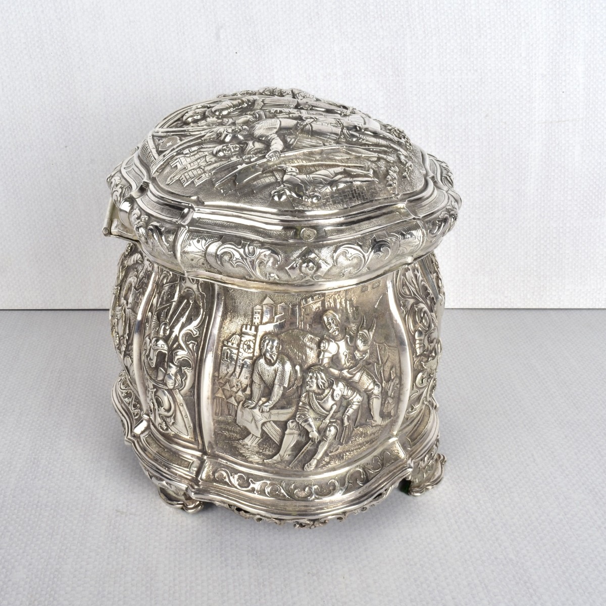 Antique Continental Silver Oval Box