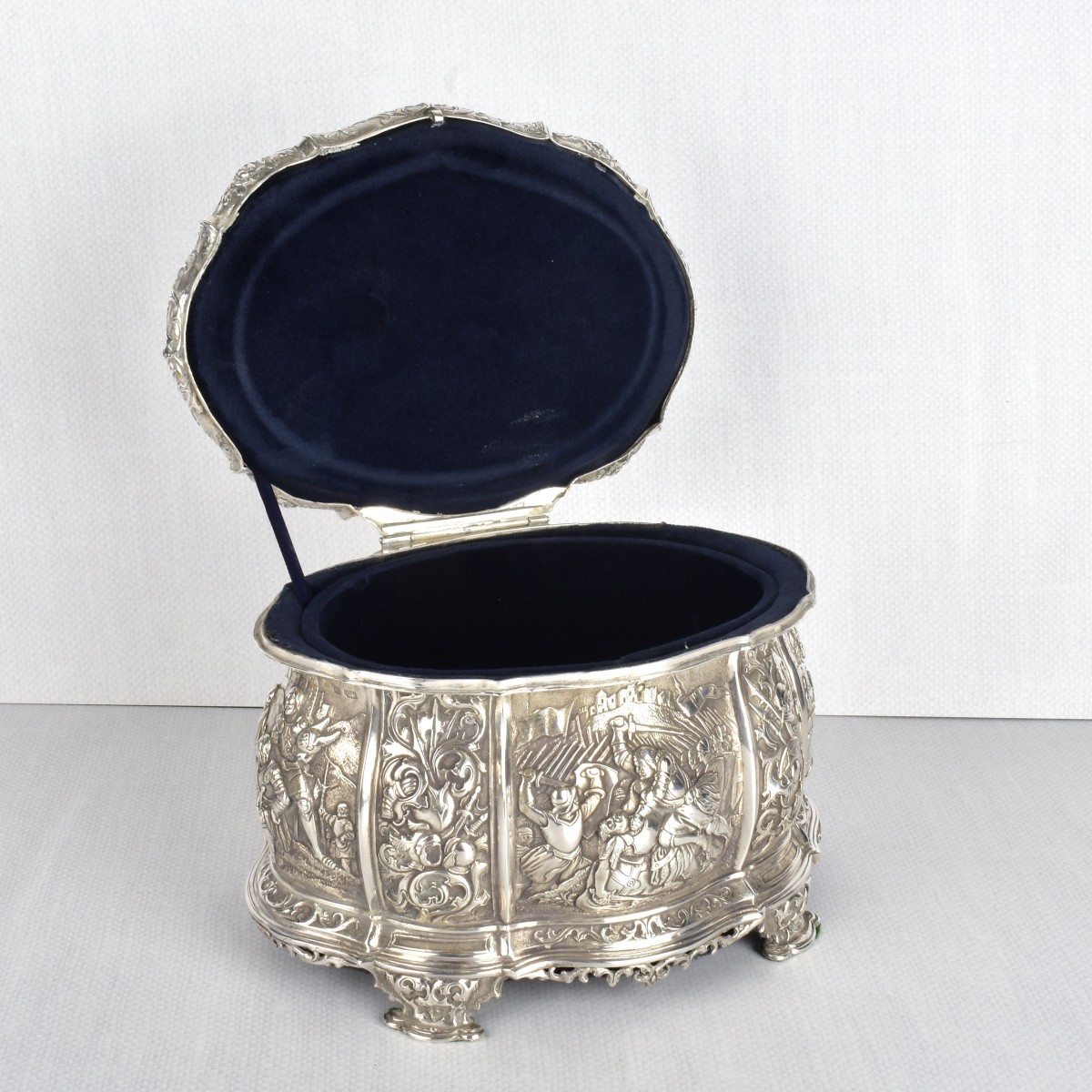 Antique Continental Silver Oval Box