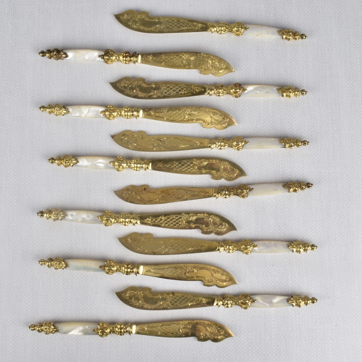 Mother of Pearl Vermeil Fish Set