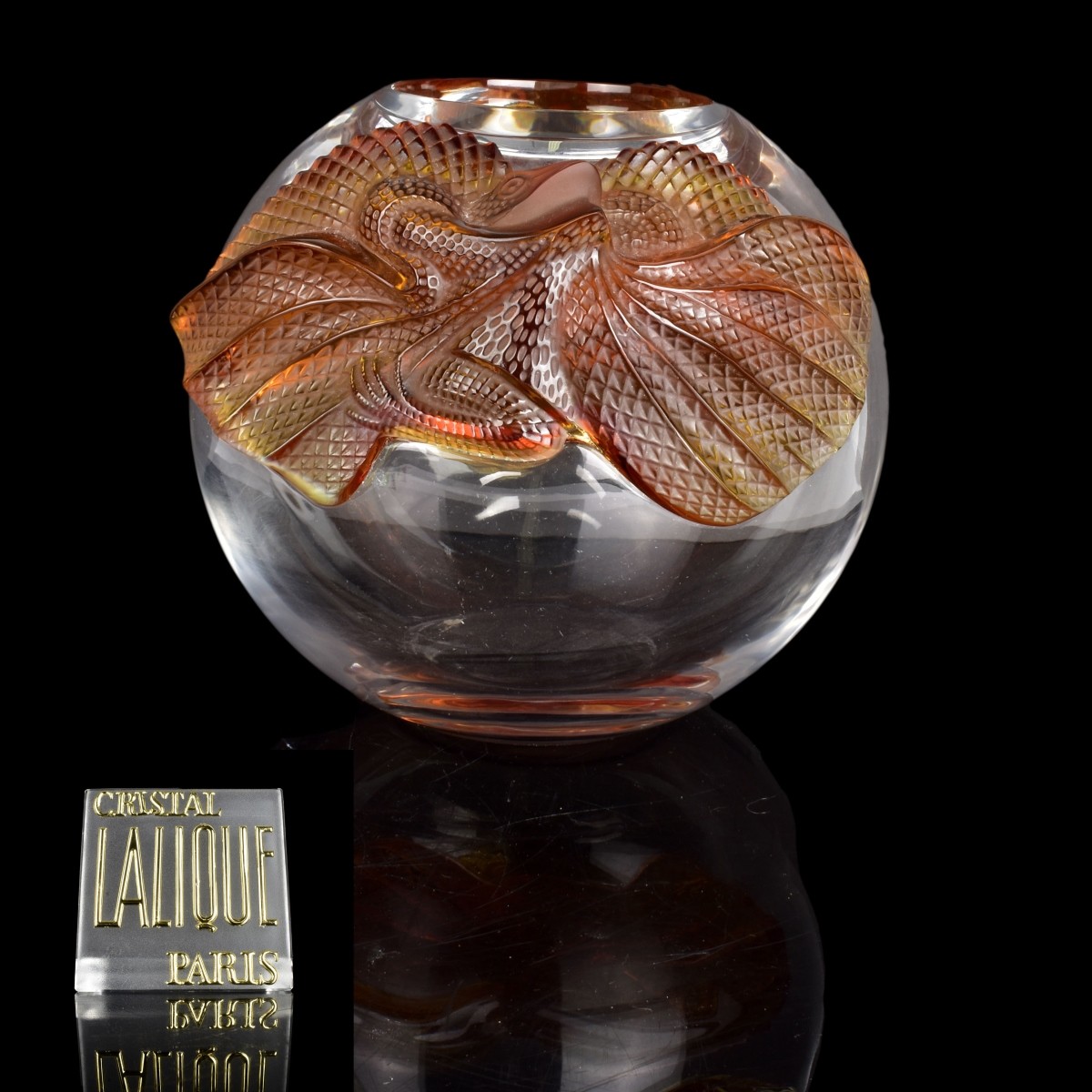 Lalique Erimaki Amber Vase