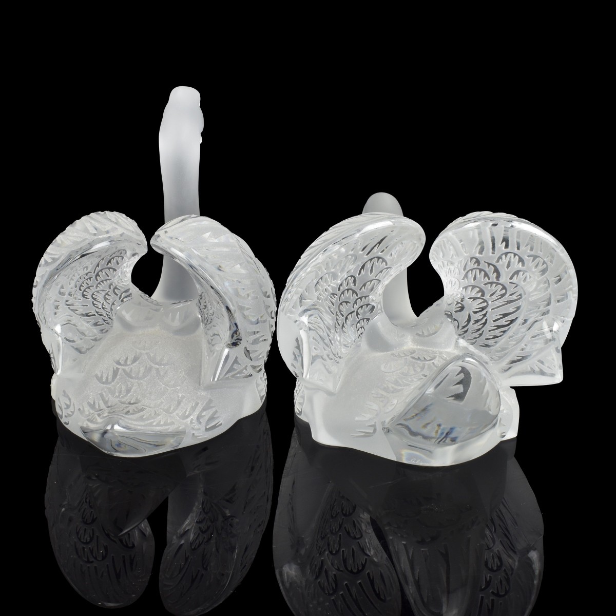 Pr Lalique France Crystal Swans