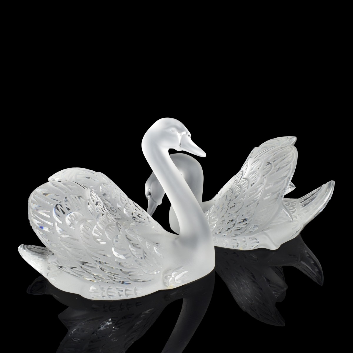 Pr Lalique France Crystal Swans