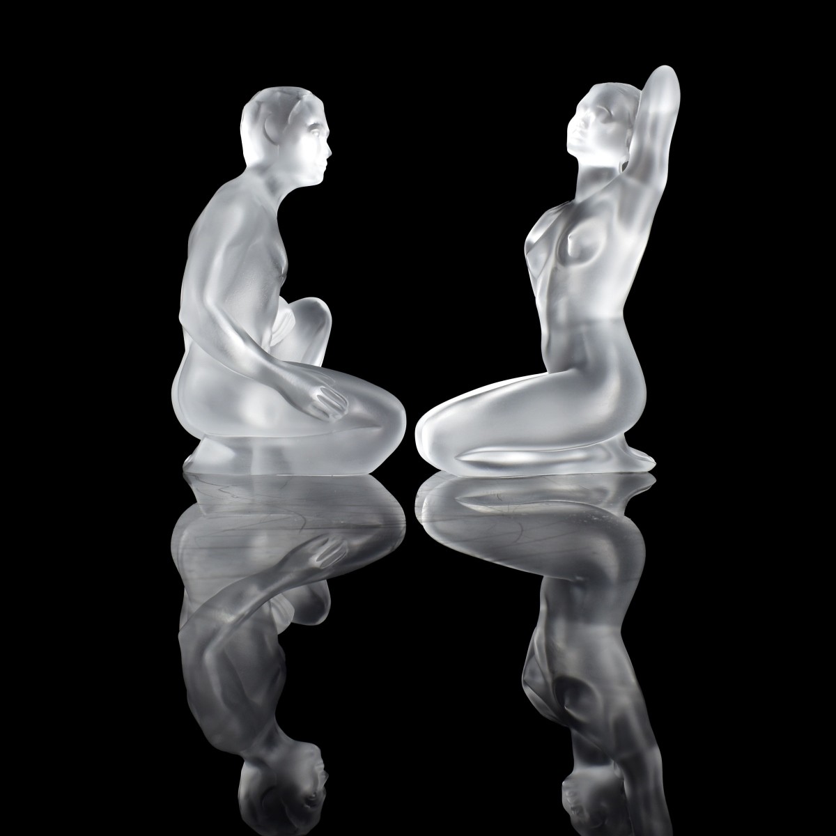 Lalique France Frosted Nude Man & Woman