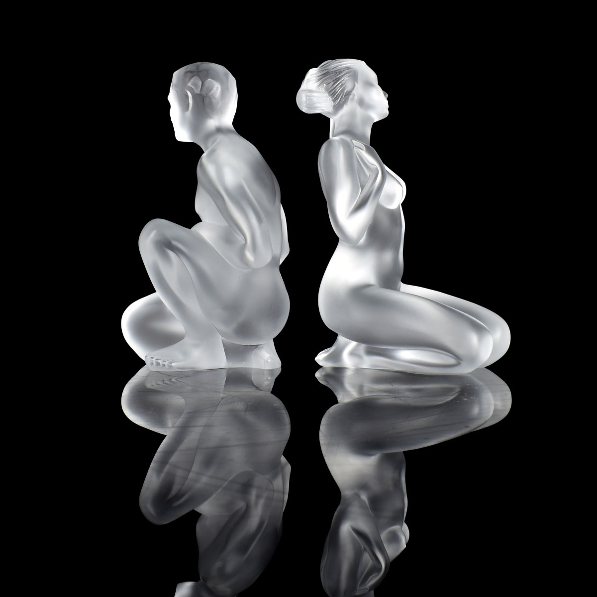 Lalique France Frosted Nude Man & Woman