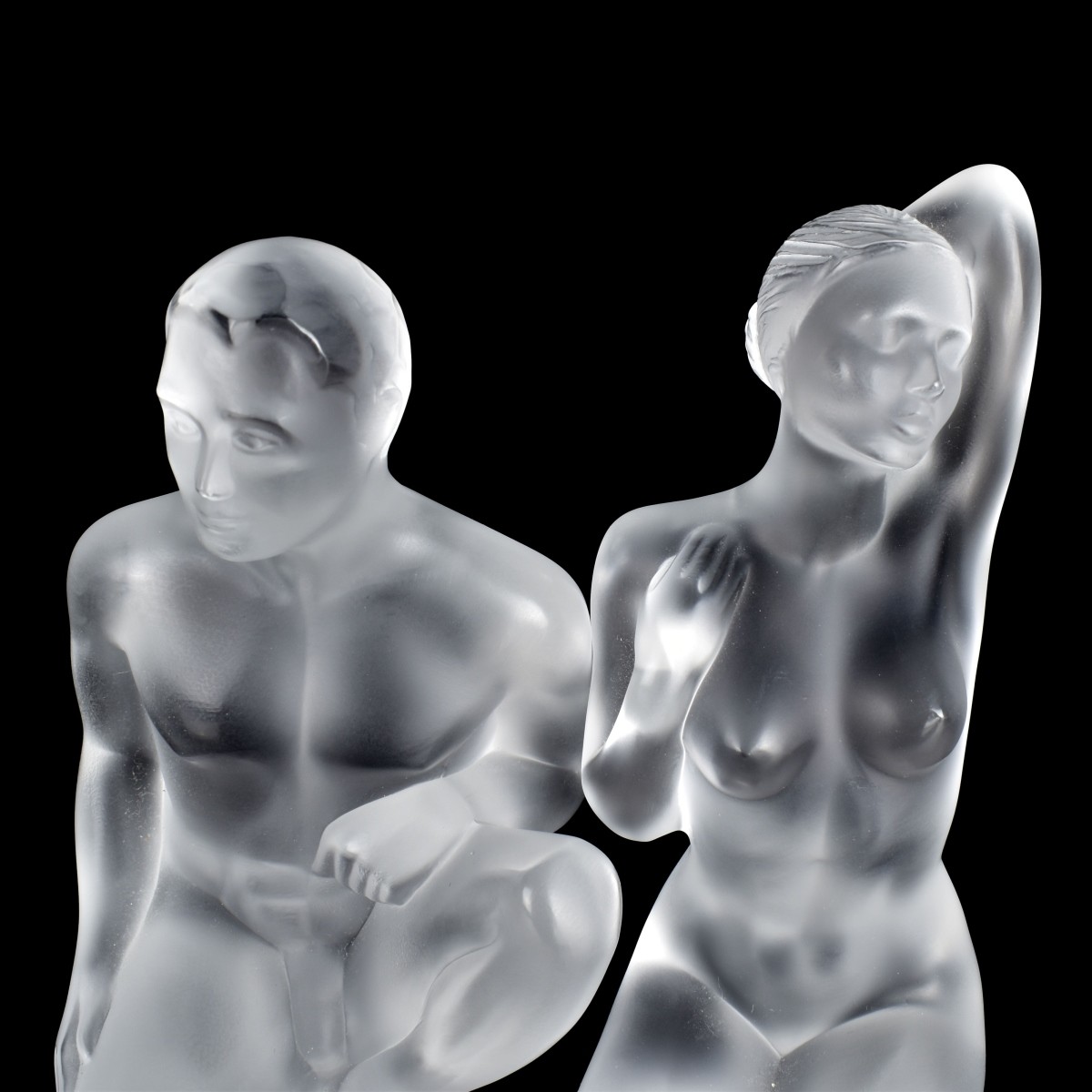 Lalique France Frosted Nude Man & Woman