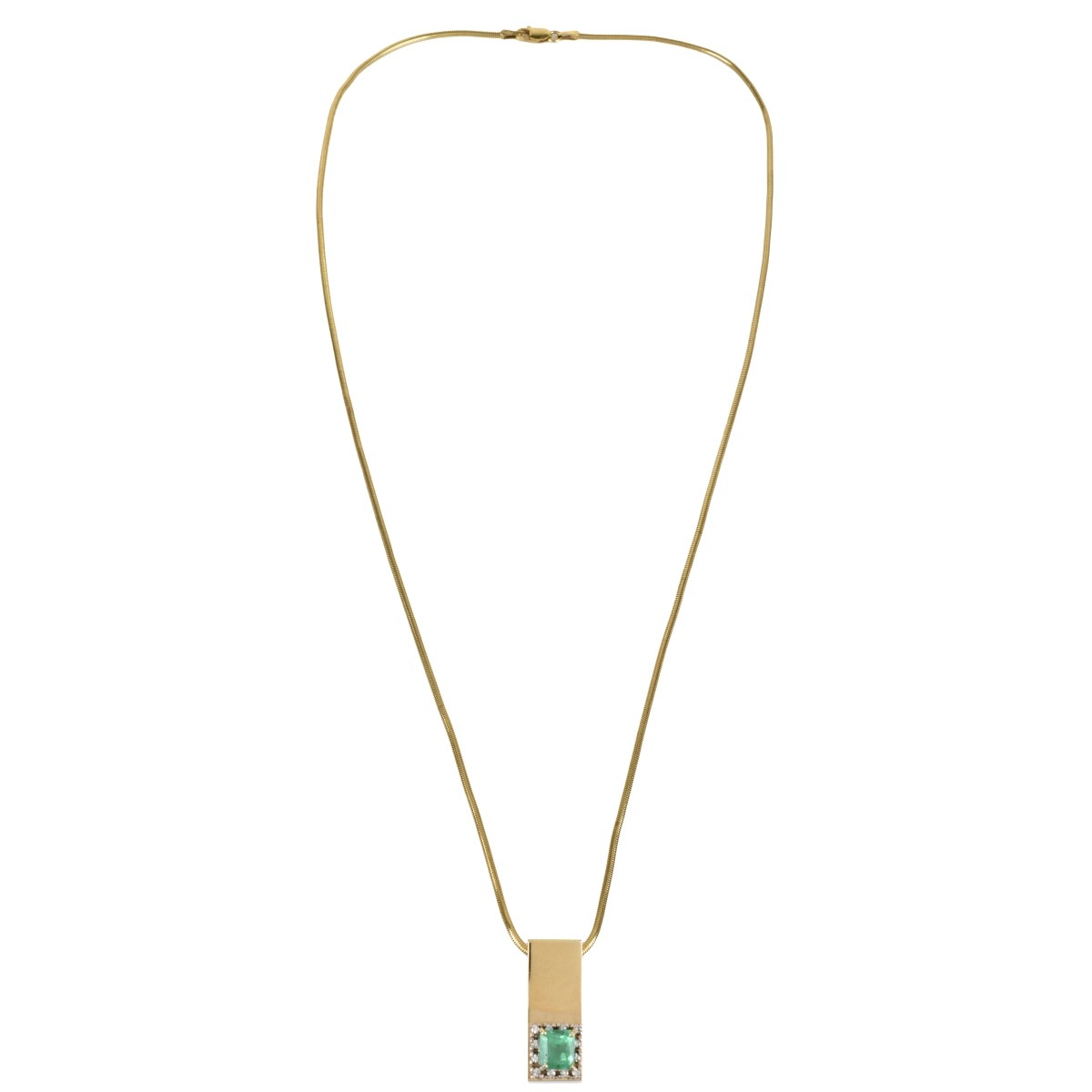 Emerald, Diamond and 14K Necklace