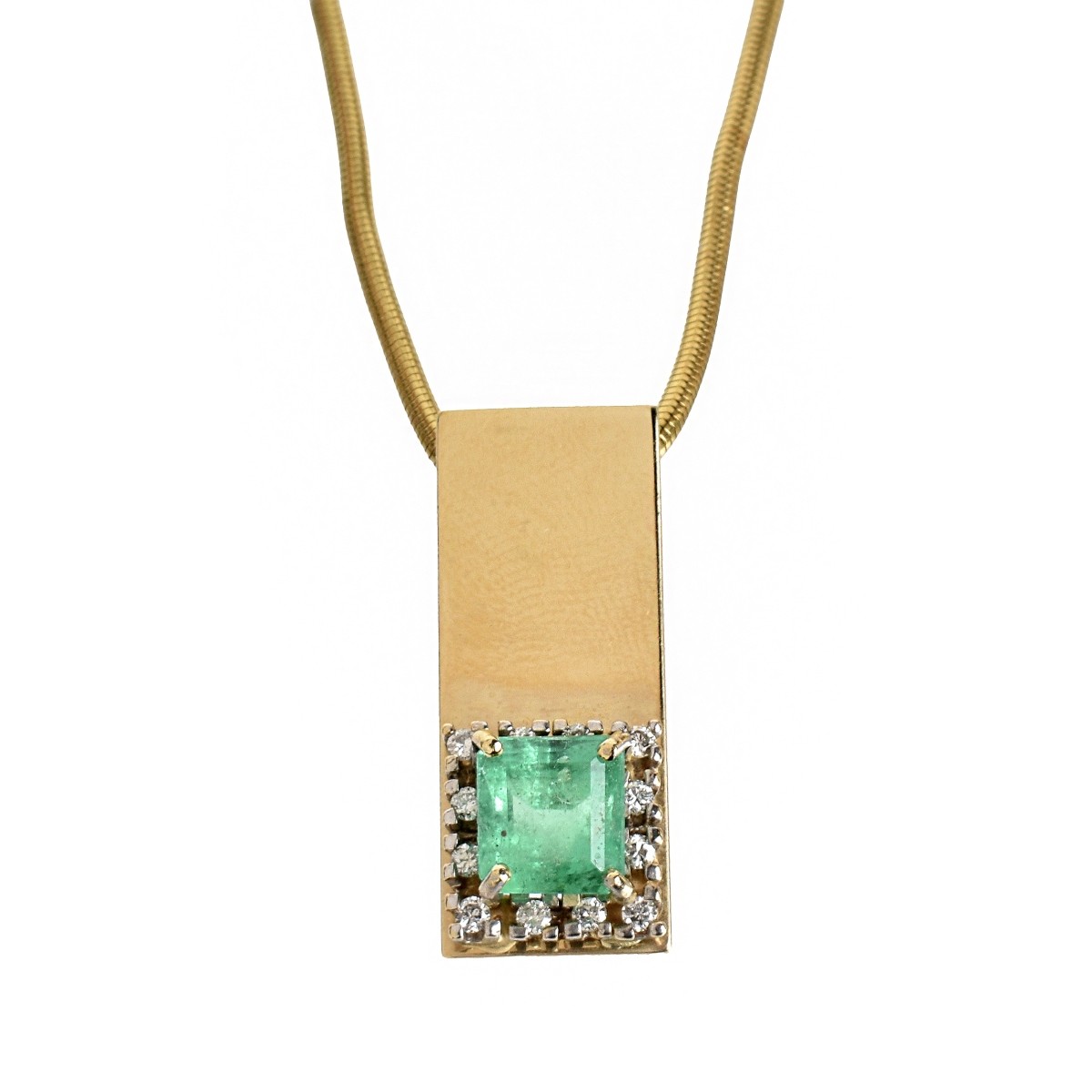 Emerald, Diamond and 14K Necklace