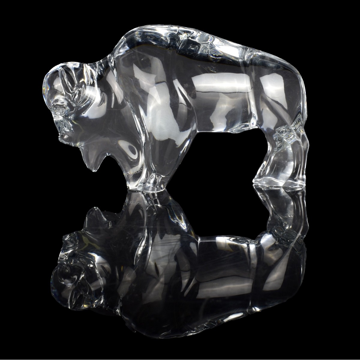 Baccarat France Crystal Bison Buffalo Figurine