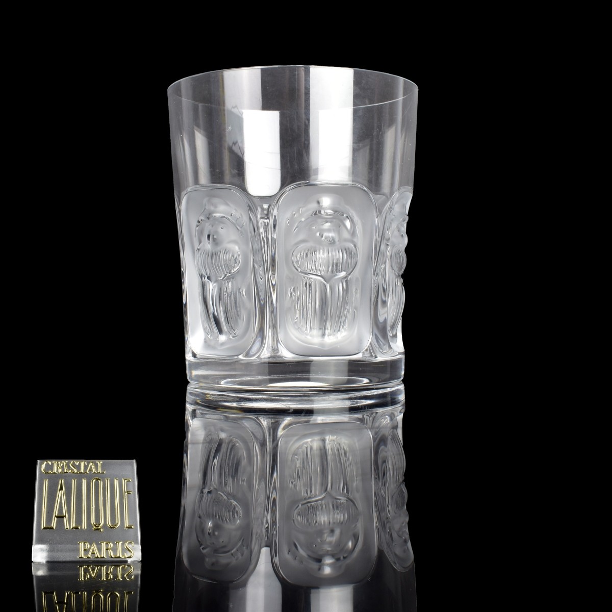 Five Lalique Khepri Flat Crystal Tumblers