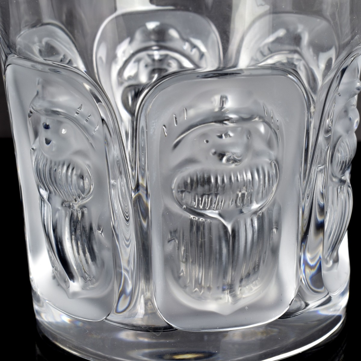 Five Lalique Khepri Flat Crystal Tumblers