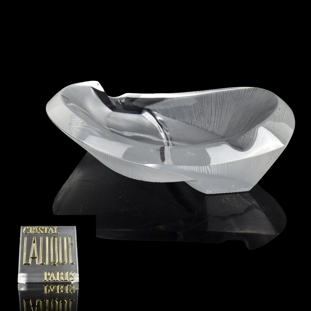 Lalique France Crystal Leaf Tray