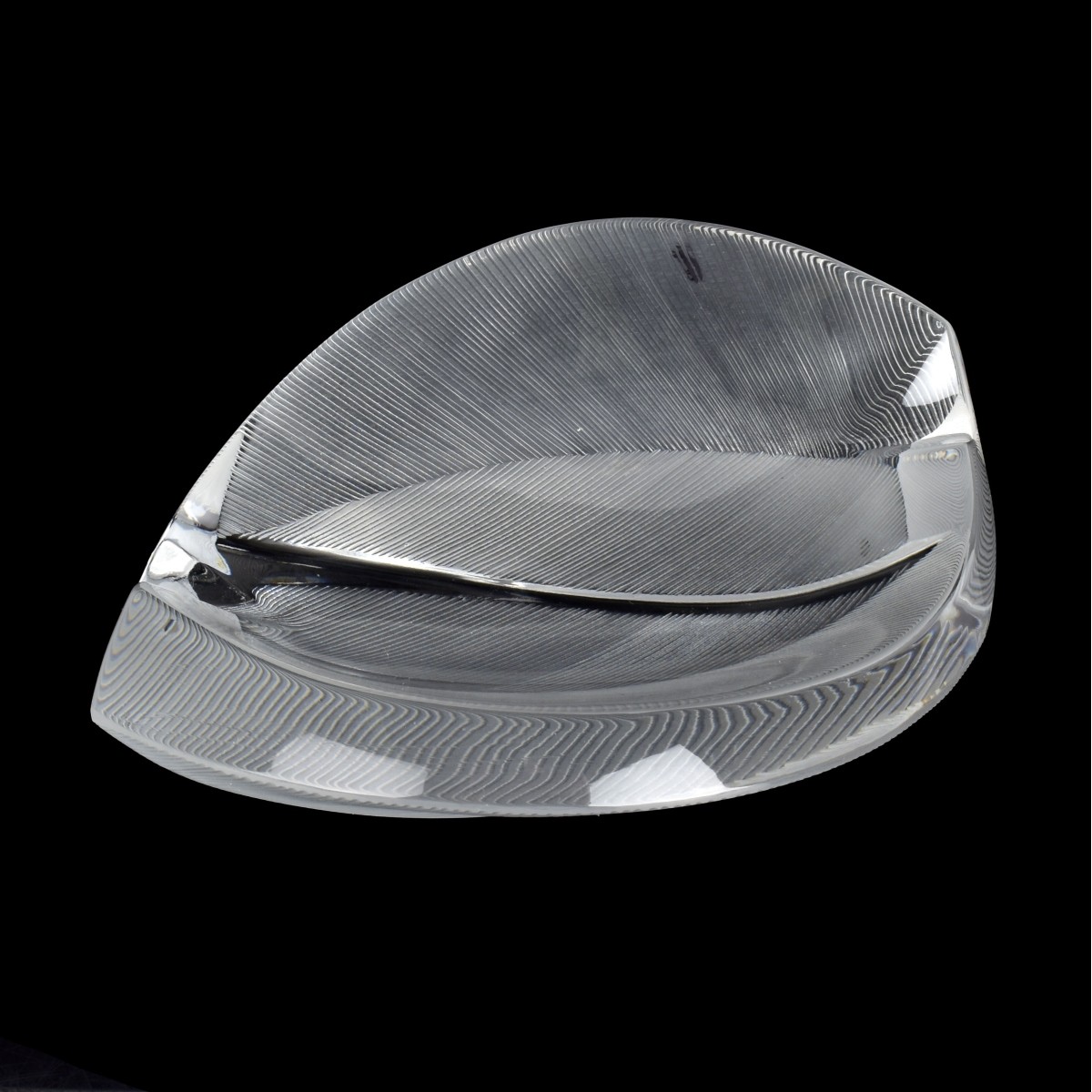 Lalique France Crystal Leaf Tray