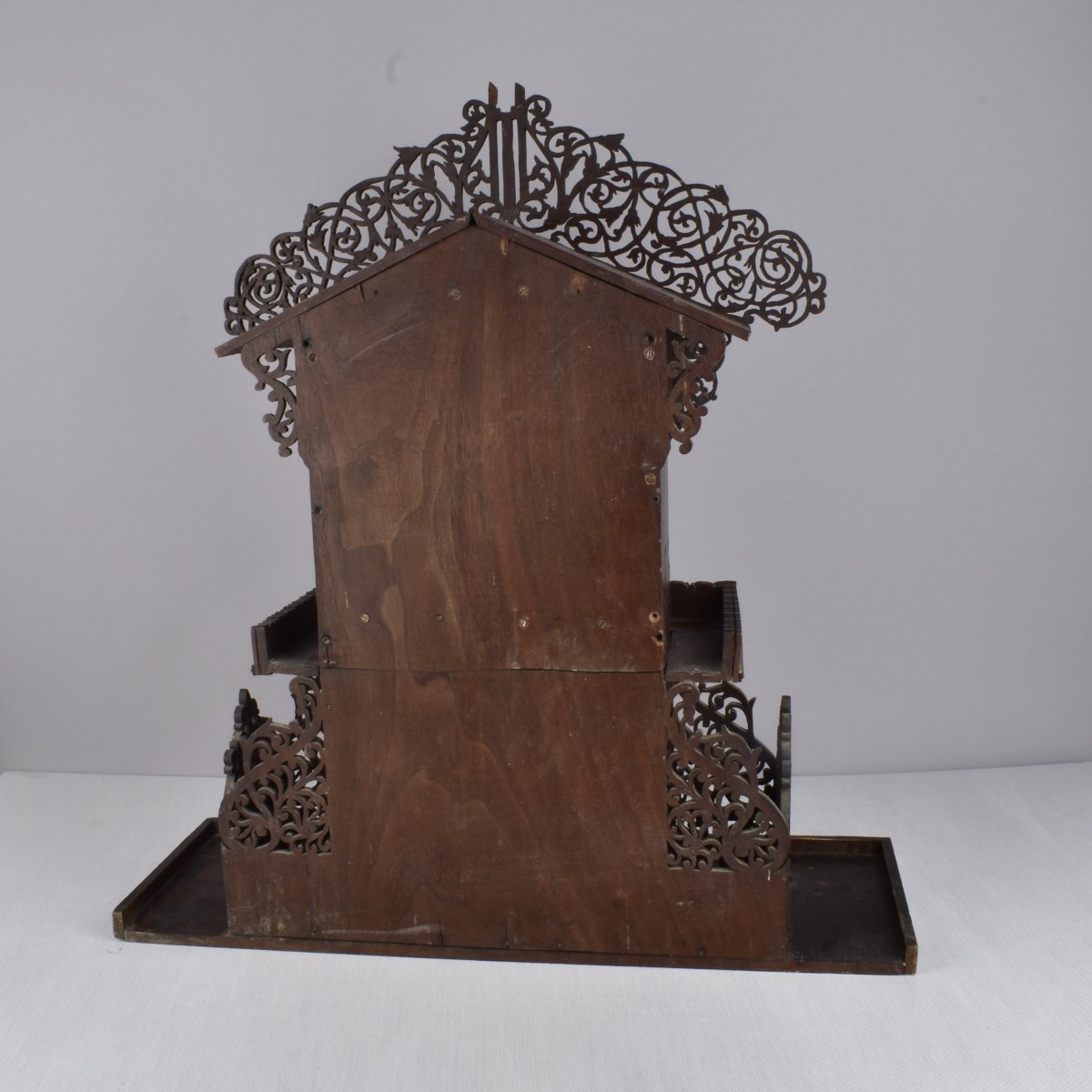 German Dark Wood Scroll Clock