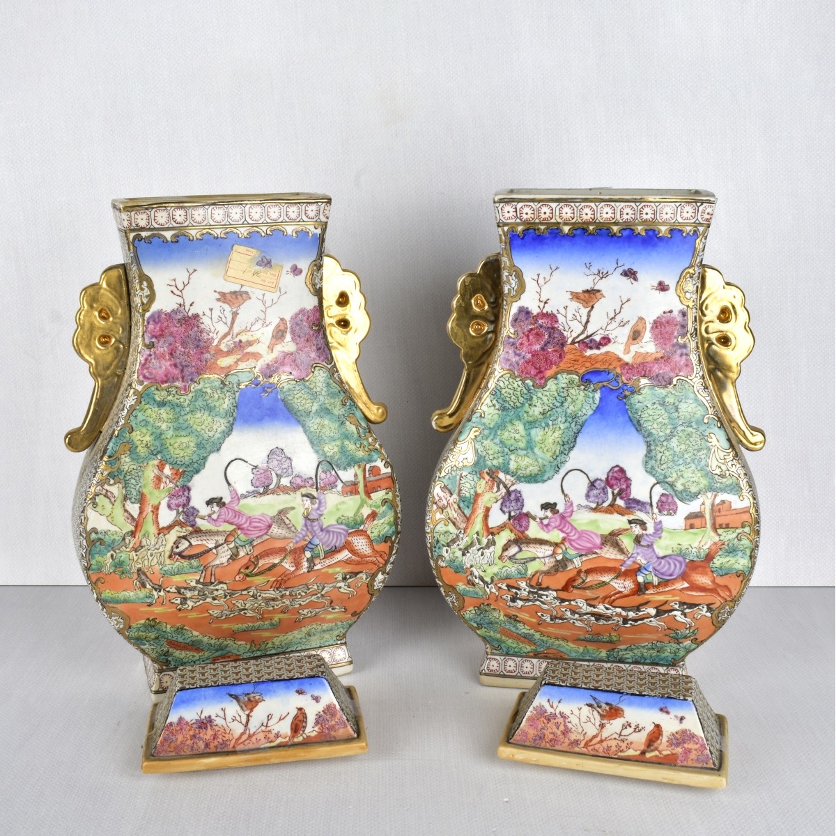 Chinese Export Flat Sided Vases