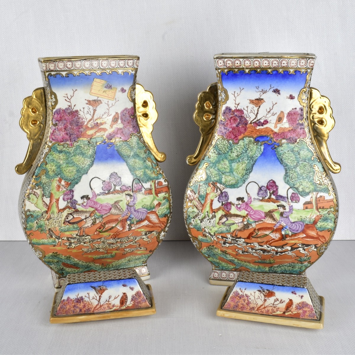 Chinese Export Flat Sided Vases