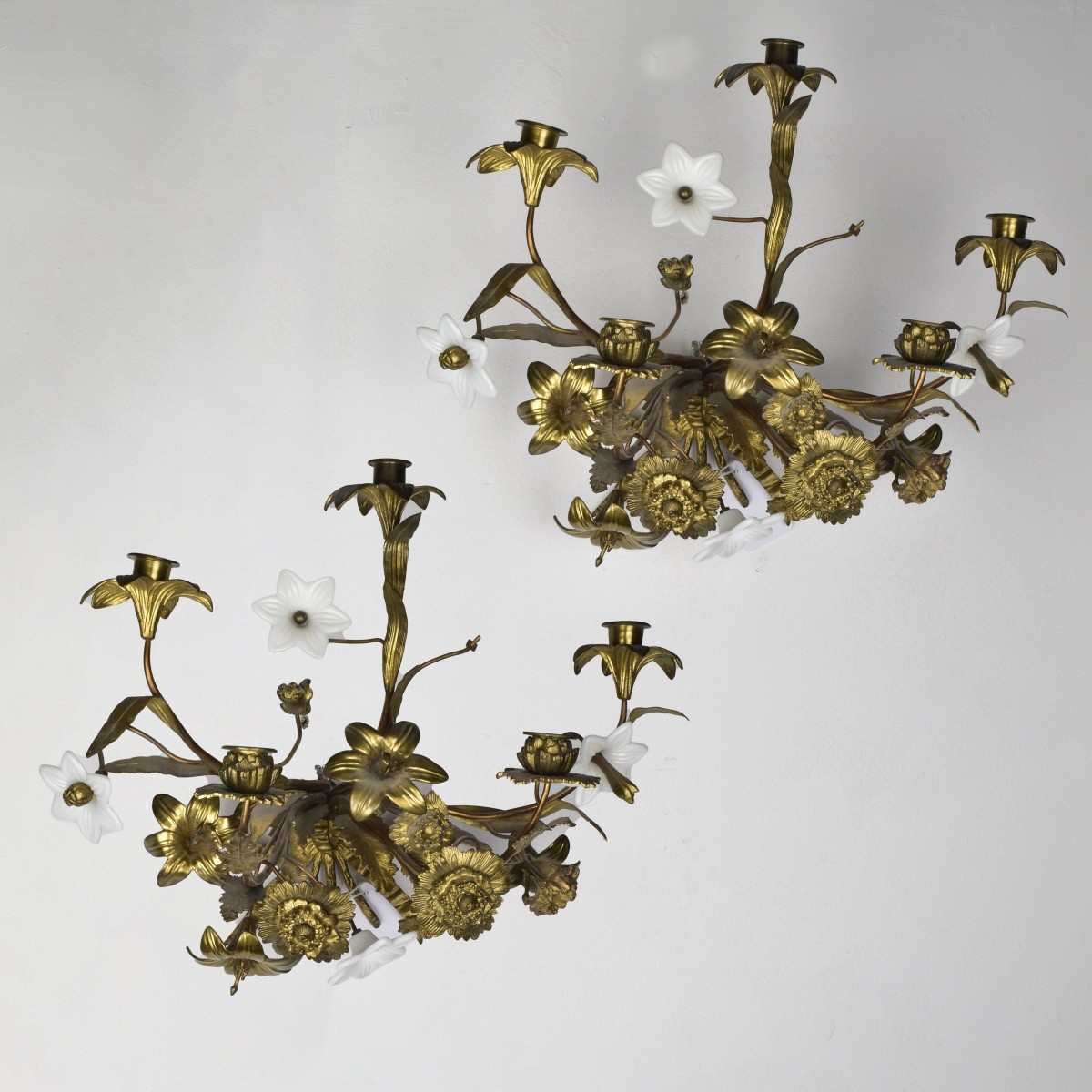 Italian Porcelain and Bronze Sconces