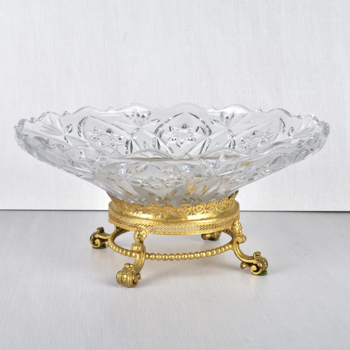 Cut Crystal Tazza and Bronze Inkwell