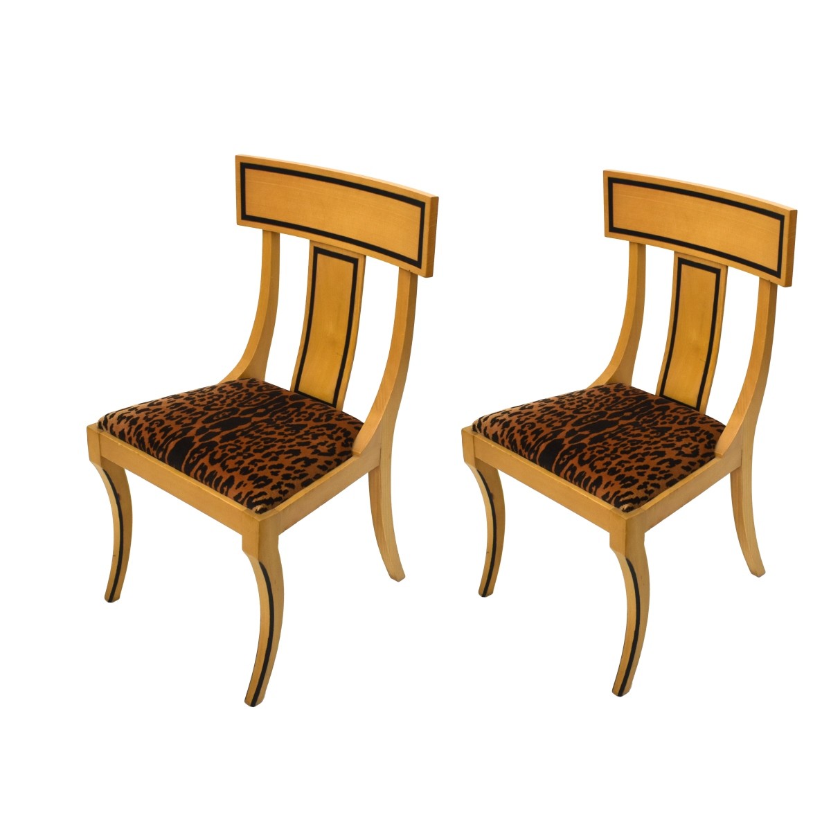 Pair of Beechwood Klismos Chairs