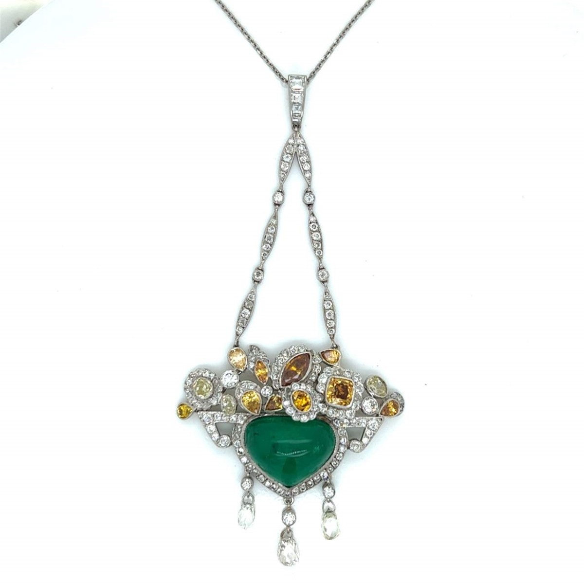 Emerald, Diamond and Platinum Necklace