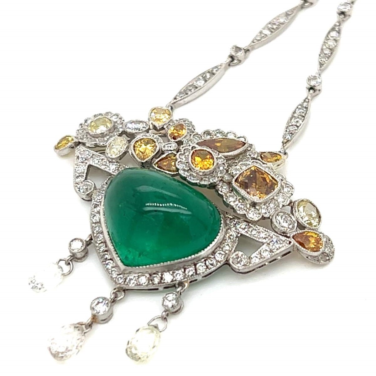 Emerald, Diamond and Platinum Necklace