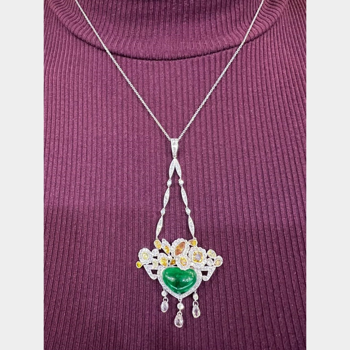 Emerald, Diamond and Platinum Necklace