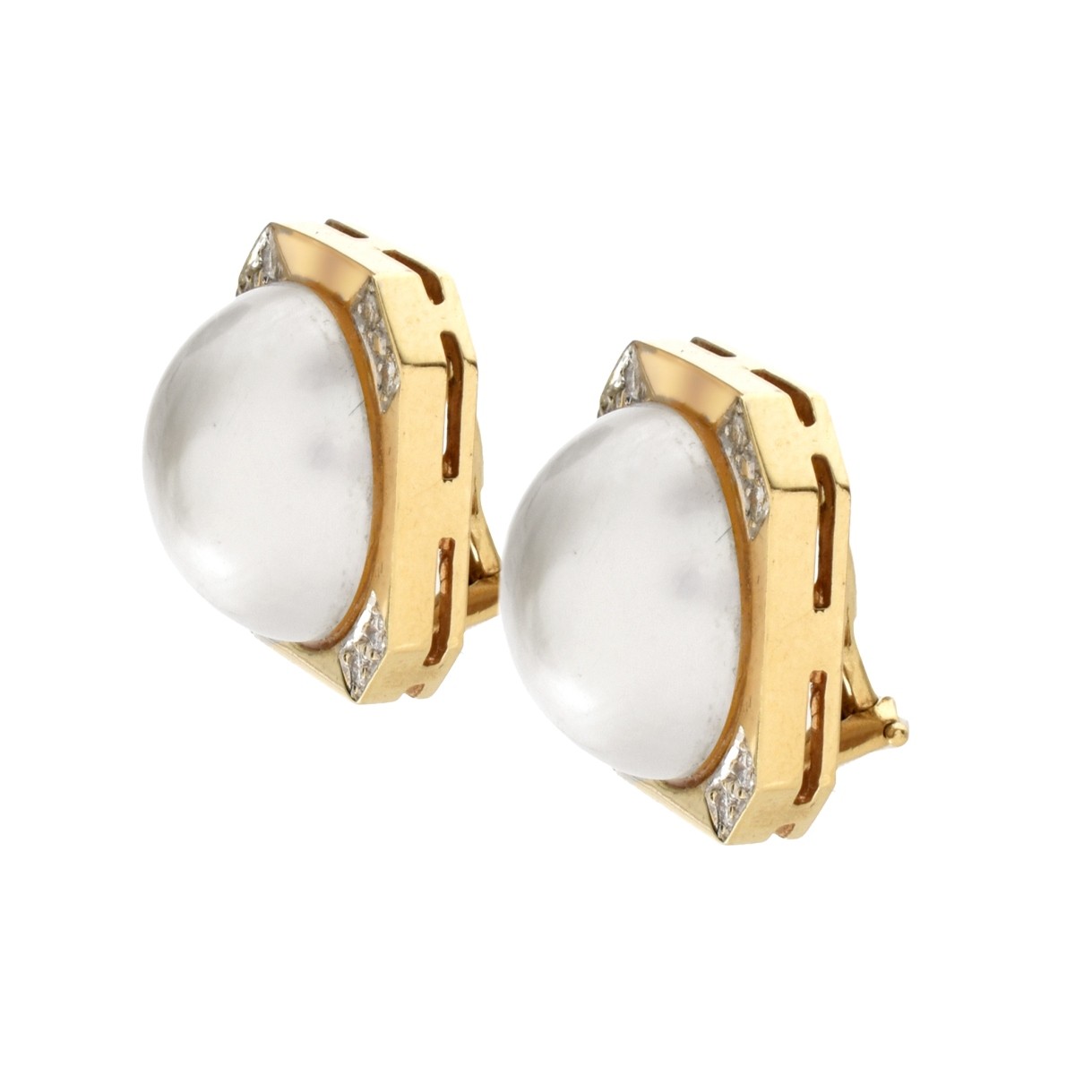 Pearl, Diamond and 14K Earrings