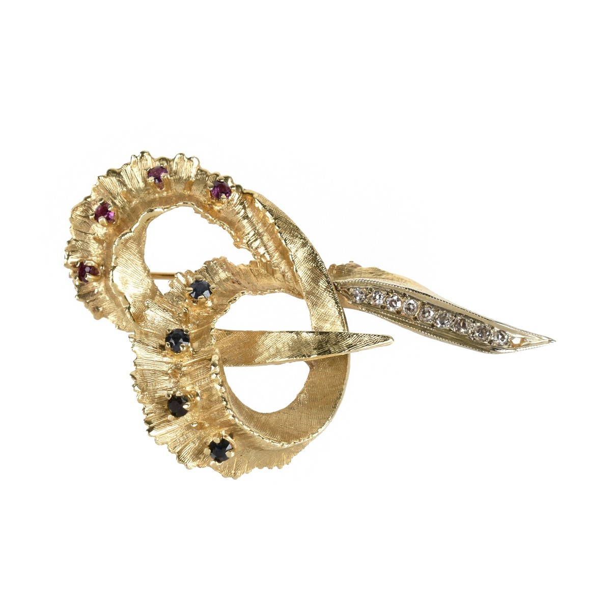 Gemstone and 14K Brooch