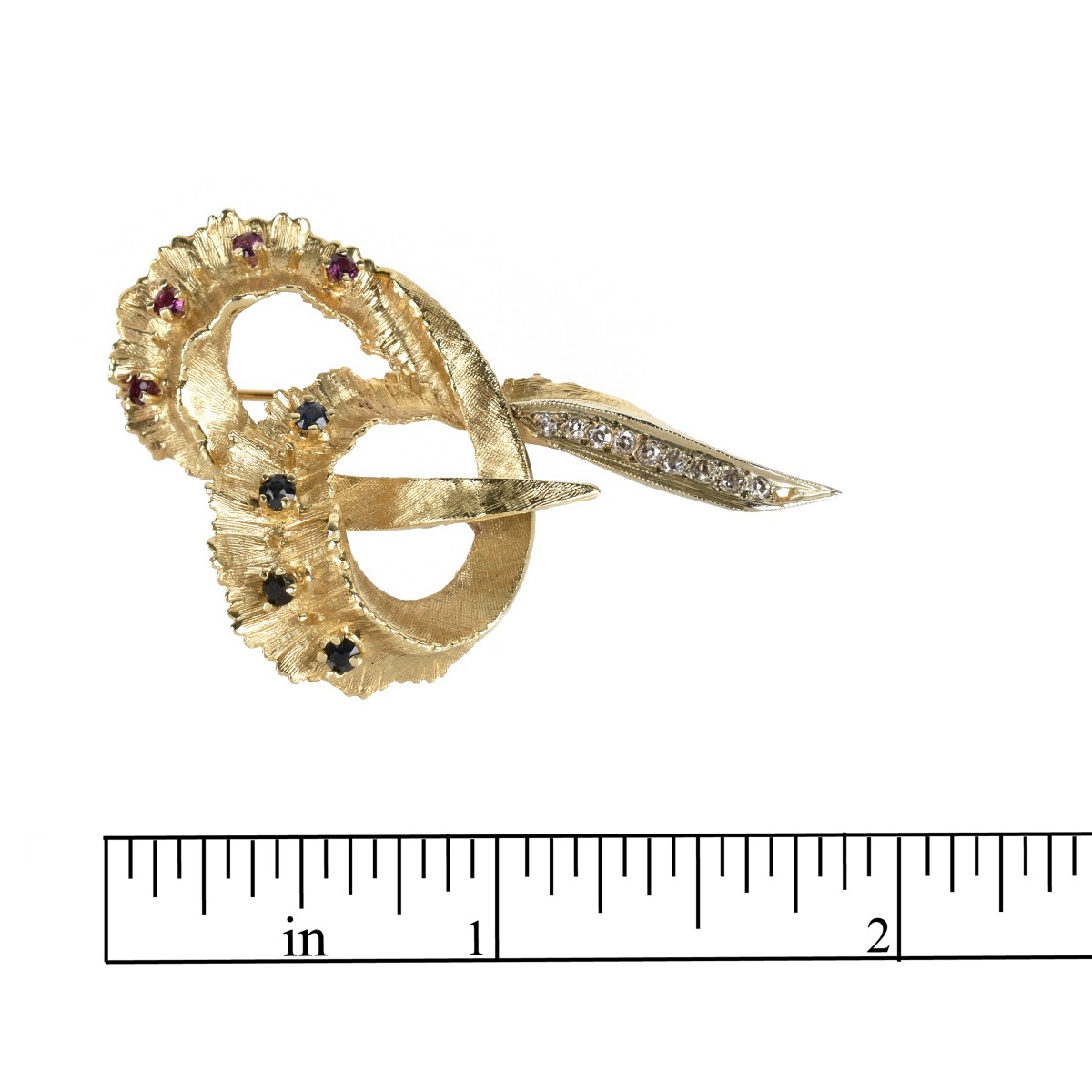 Gemstone and 14K Brooch