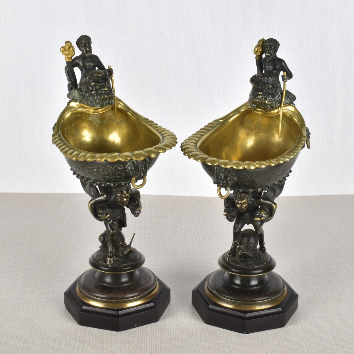 Pair French Gilt Bronze Table Vessels