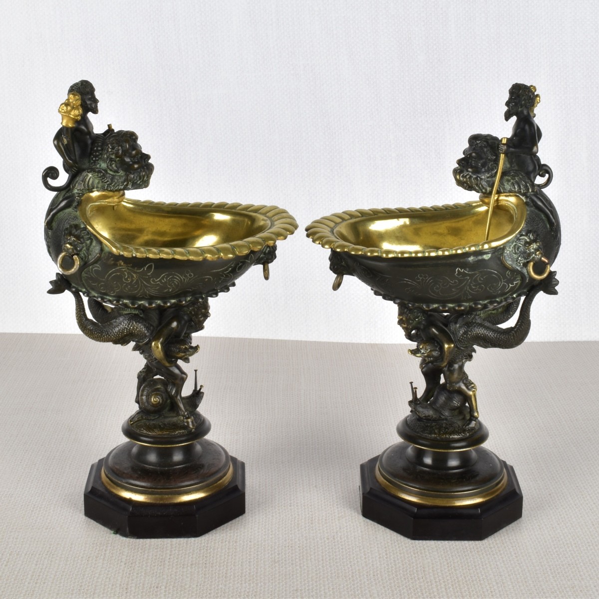 Pair French Gilt Bronze Table Vessels