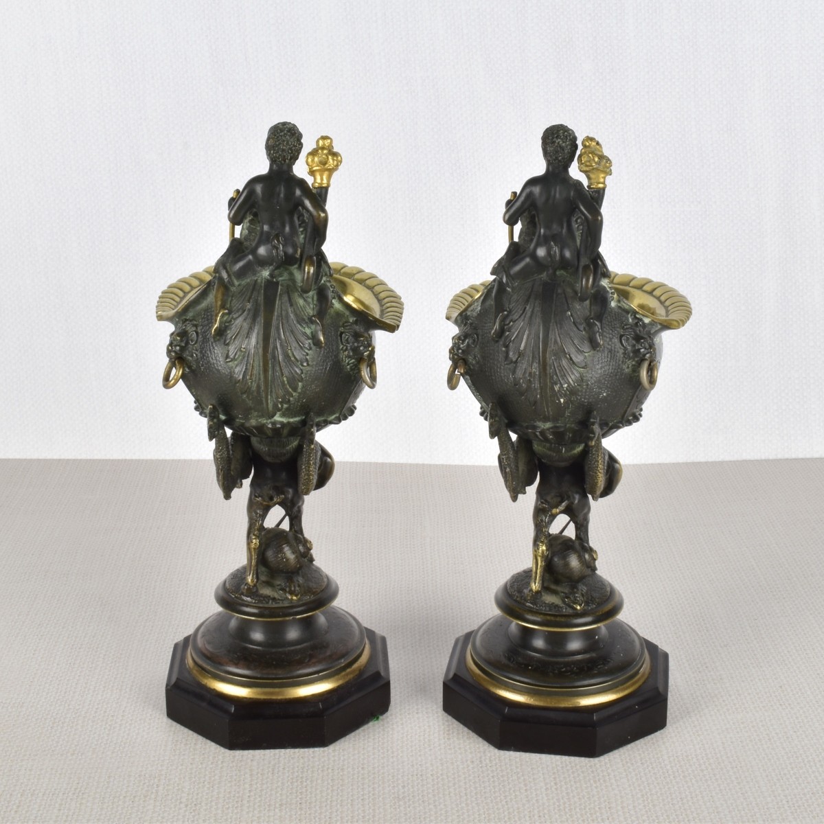 Pair French Gilt Bronze Table Vessels