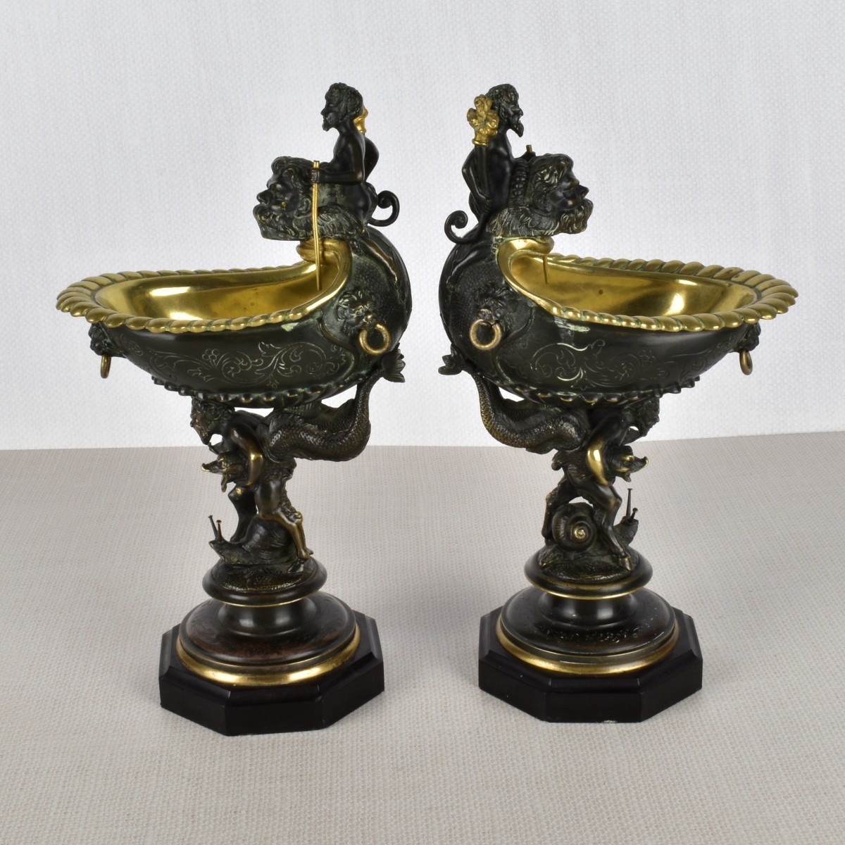 Pair French Gilt Bronze Table Vessels