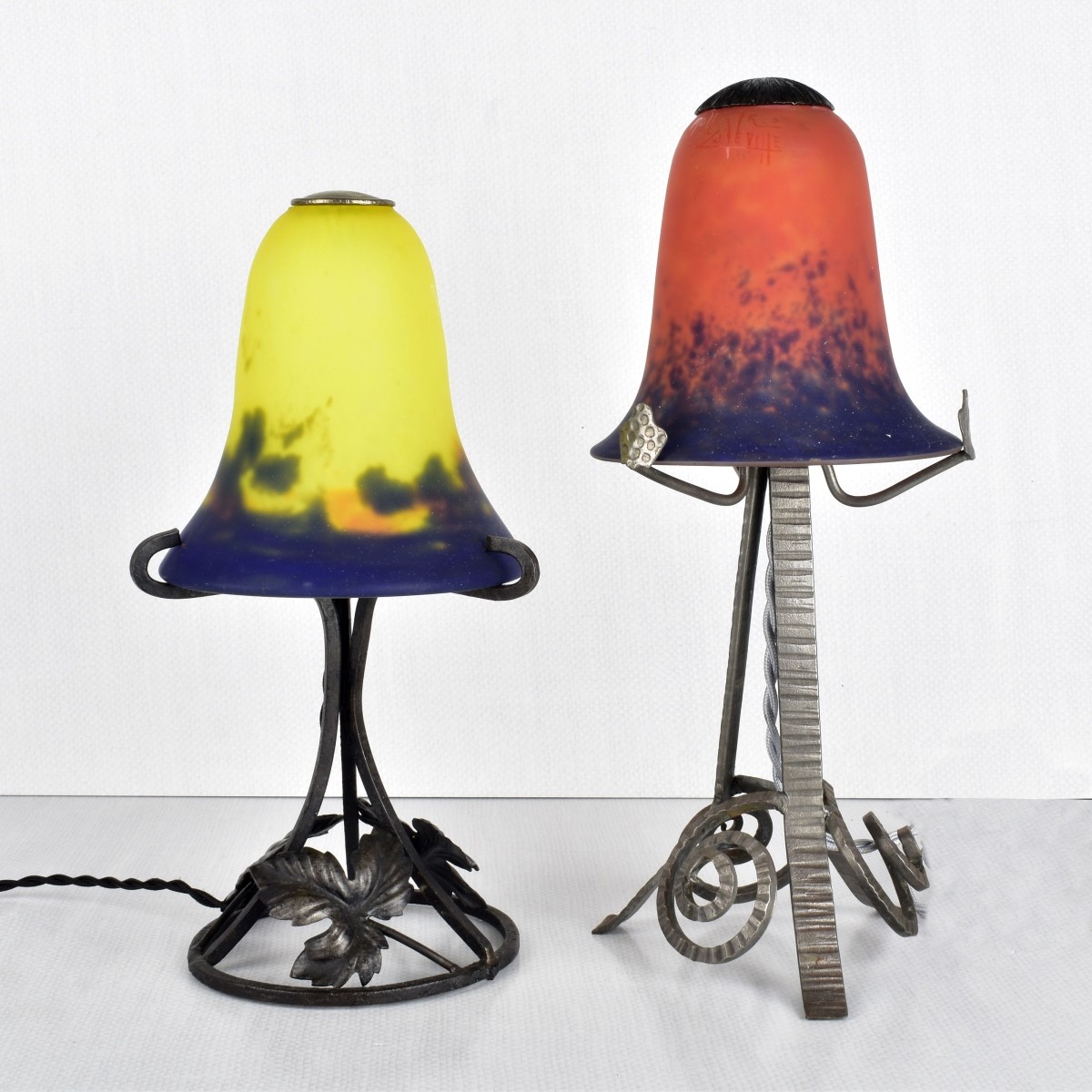 Two (2) French Muller Fres Boudoir Lamps