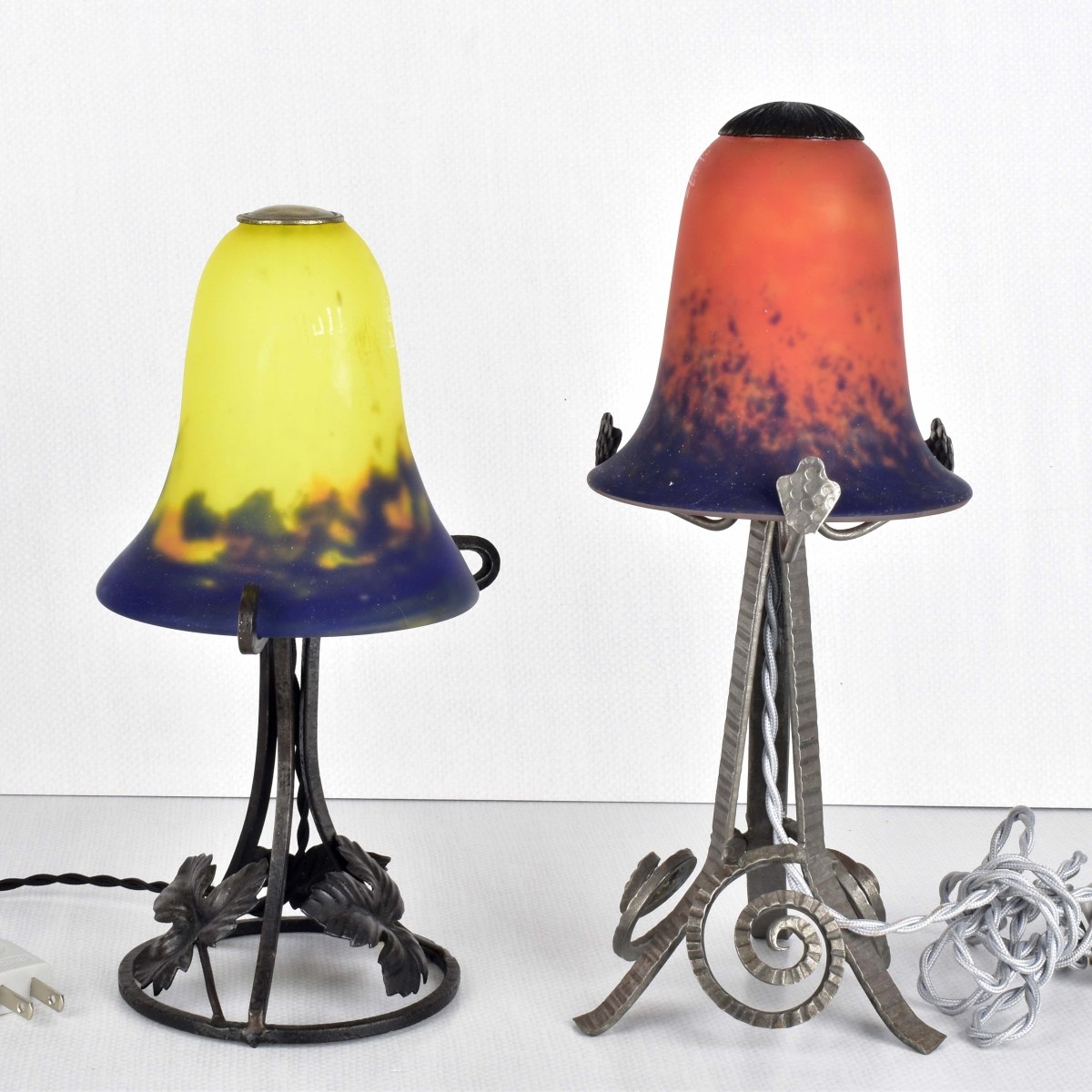 Two (2) French Muller Fres Boudoir Lamps