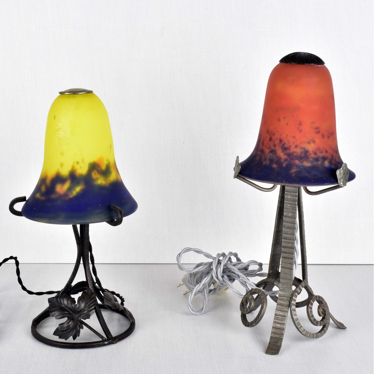 Two (2) French Muller Fres Boudoir Lamps