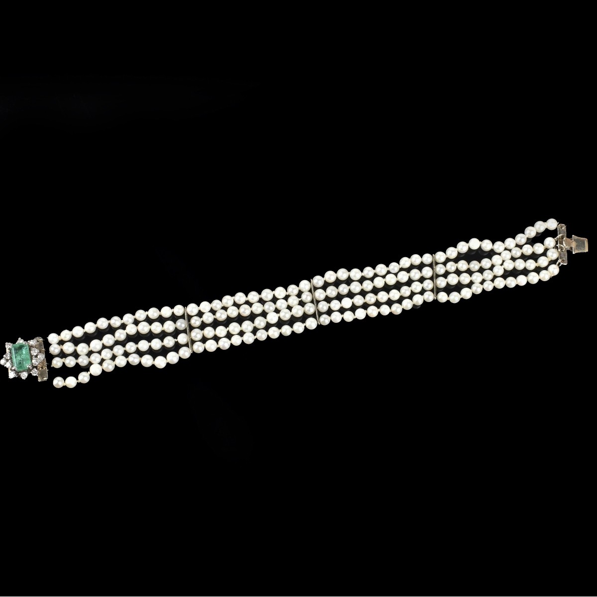 Pearl, Emerald and Diamond Bracelet