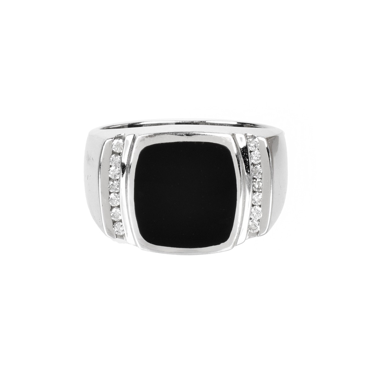 Diamond, Onyx and 14K Ring