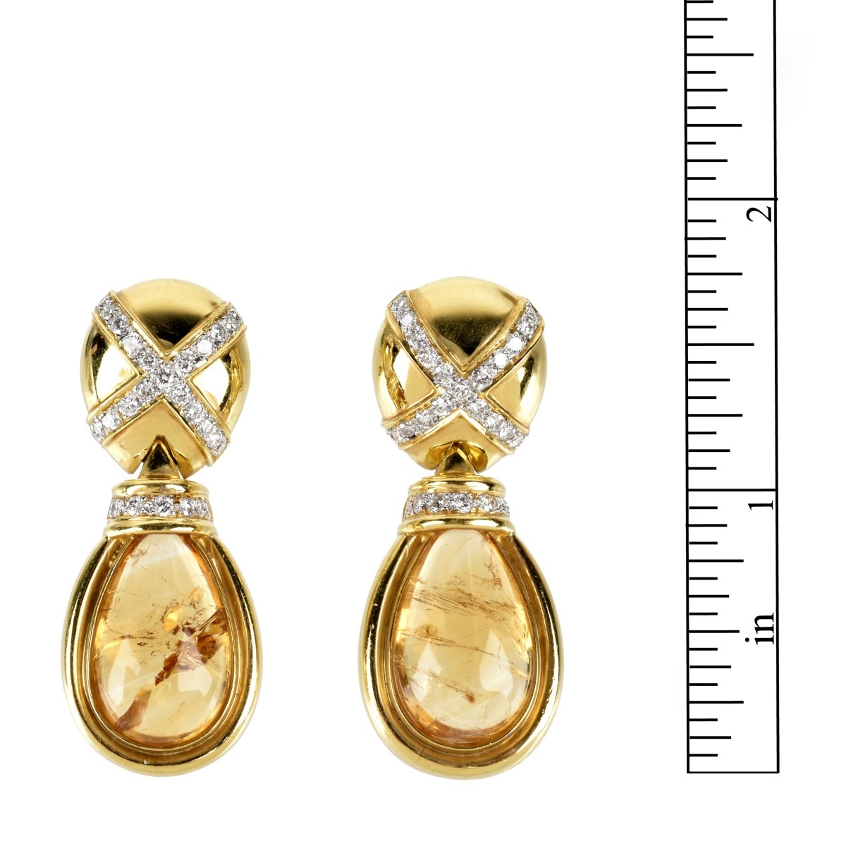 Citrine, Diamond and 18K Earrings