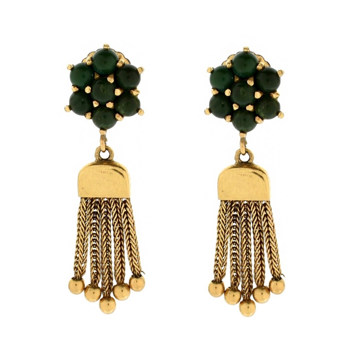 Vintage 14K and Malachite Earrings