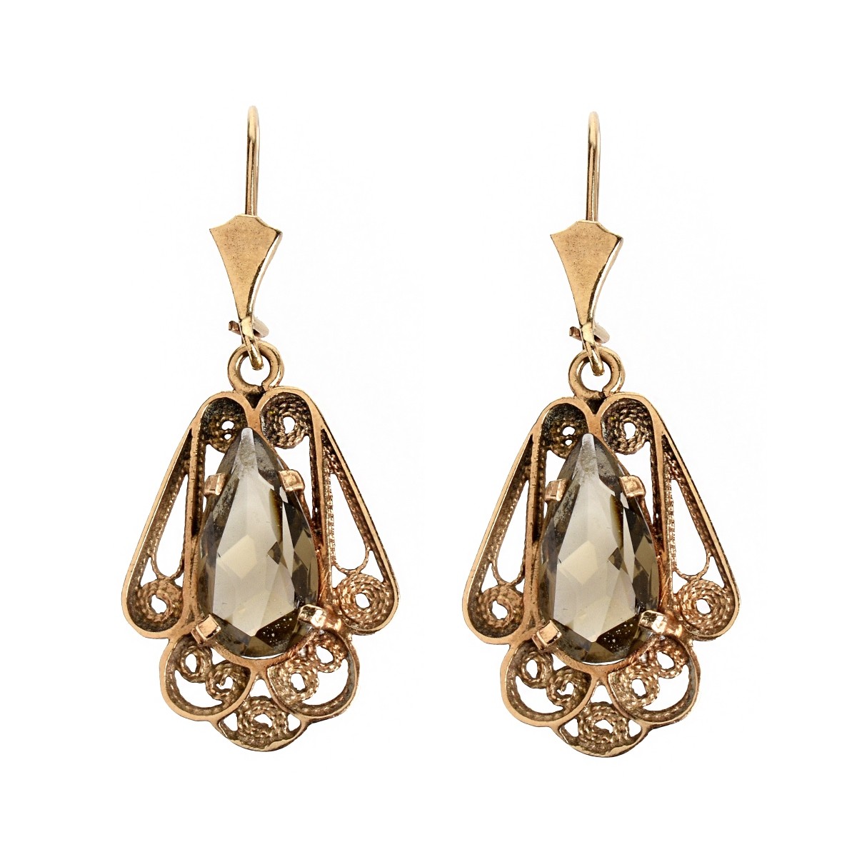 Quartz and 14K Earrings