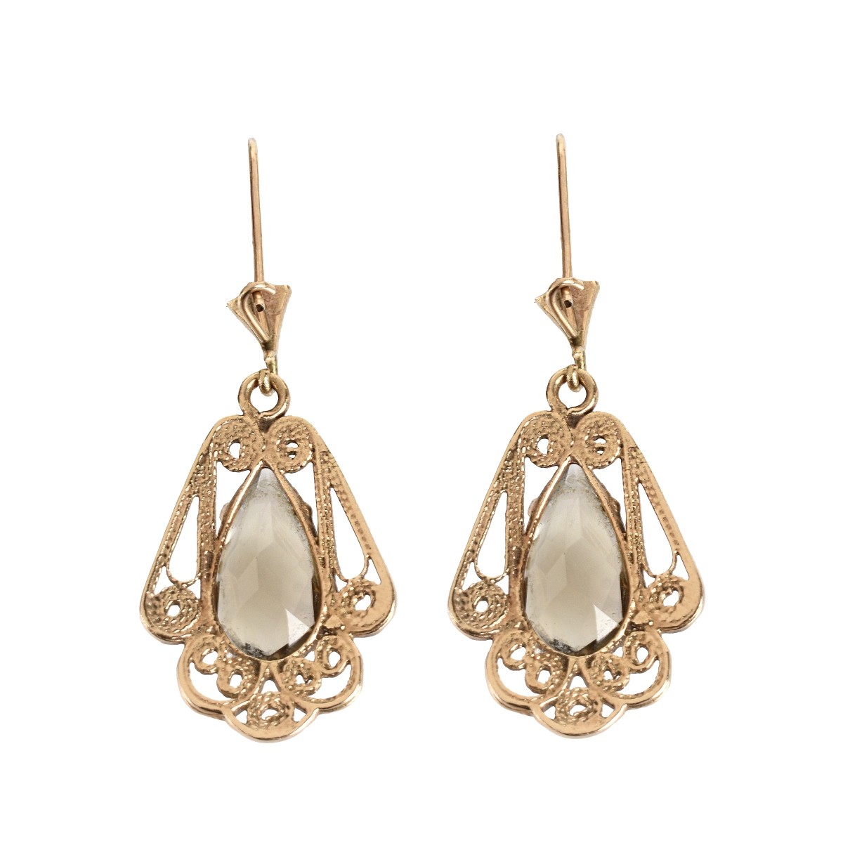 Quartz and 14K Earrings