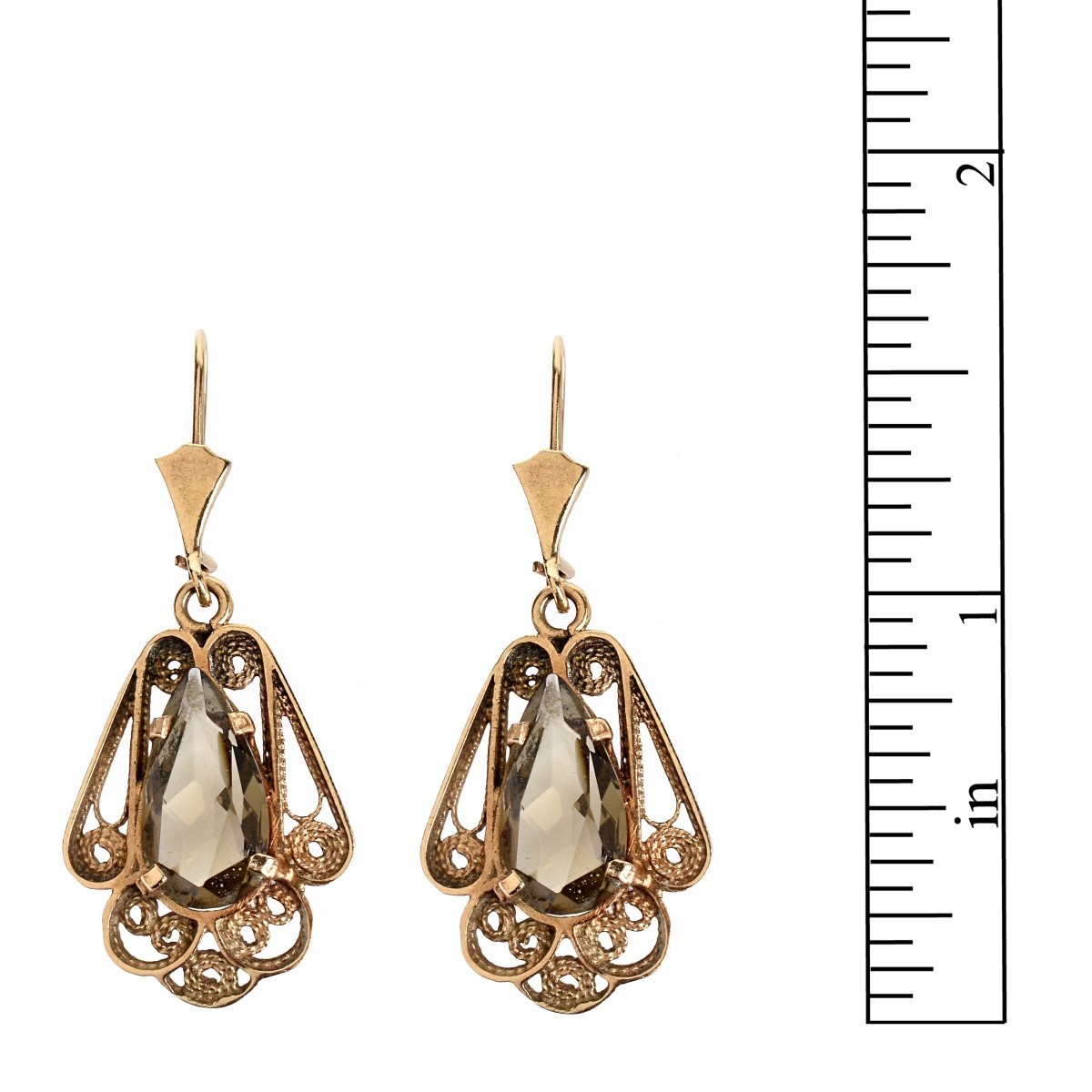 Quartz and 14K Earrings