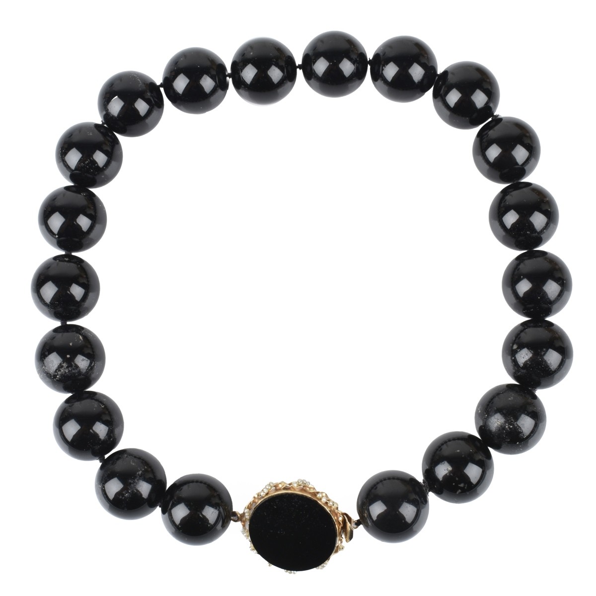 Onyx. Pearl and 14K Necklace