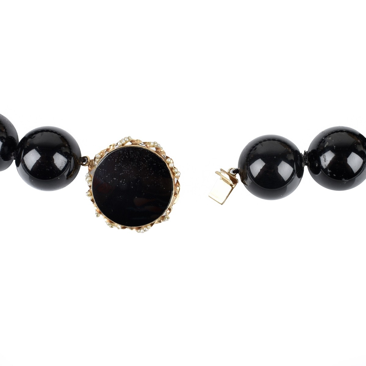 Onyx. Pearl and 14K Necklace