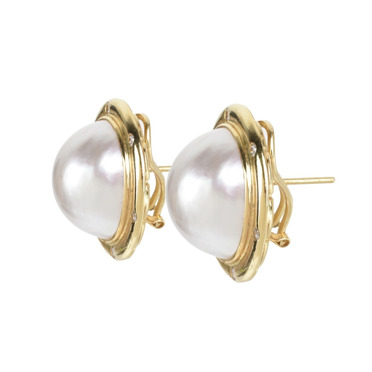 Pearl, Diamond and 18K Earrings